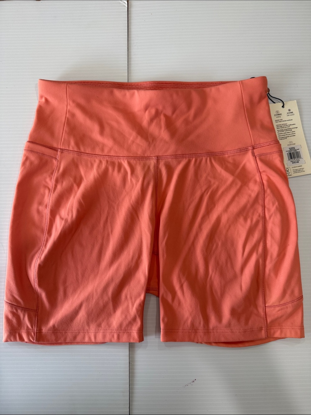 NWT Calia Women's Energize Collection High Rise Bike Shorts - Lively Coral - med